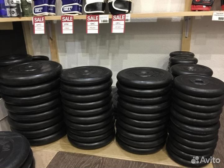 Диски 10 кг блины обрезиненные для штанг и гантеле