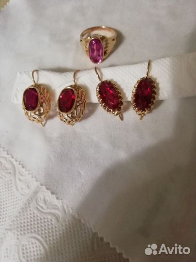 Золотые серьги СССР 583 пр.Кольцо зол 583 пр