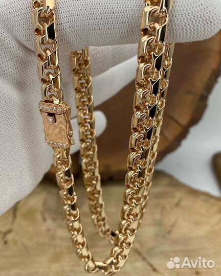 Золотая цепь Бисмарк Модерн с Бриллиантами