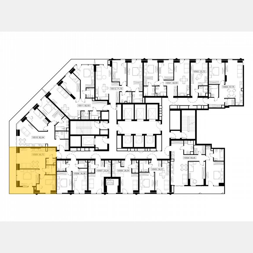 2-к. квартира, 66,3 м², 7/55 эт.