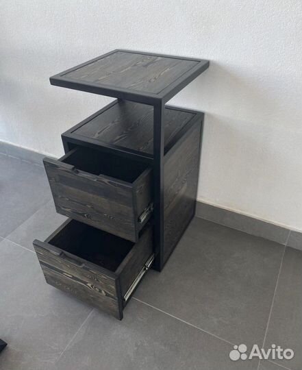 Тумбочка лофт черная