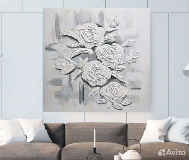 Объемная картина маслом розы