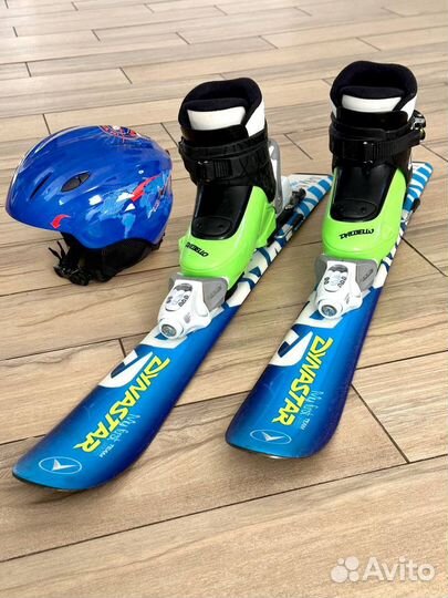 Горные лыжи 80 см с ботинками р.26-27 и шлемом
