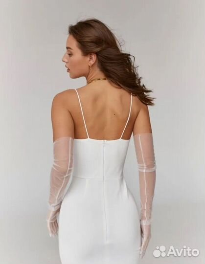 Свадебные перчатки полупрозрачные