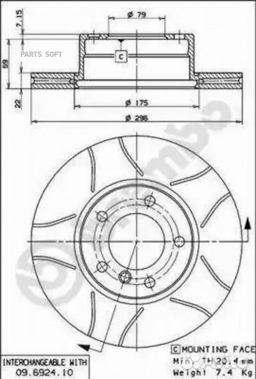 Brembo 09692475 09.6924.75 диск тормозной передний