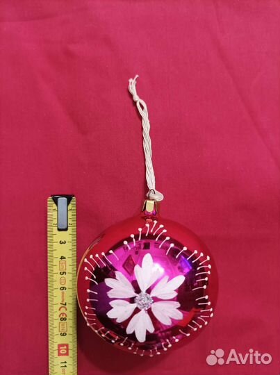 Елочные игрушки шары СССР, 2 штуки фуксия красный