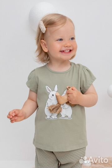 Футболка для девочки Crockid кр 302260 оливк (68)