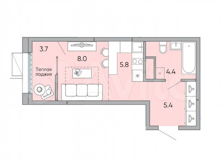 Квартира-студия, 27,3 м², 15/18 эт.