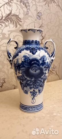 Гжель ваза, ваза, сахарница,петушок,часы