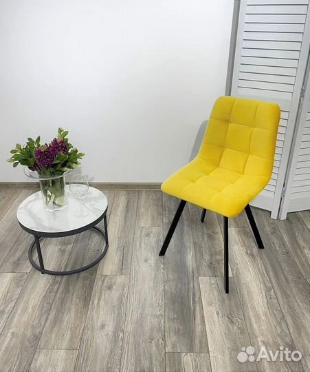 Стул chilli-Q square желтый #H19, велюр / черный к