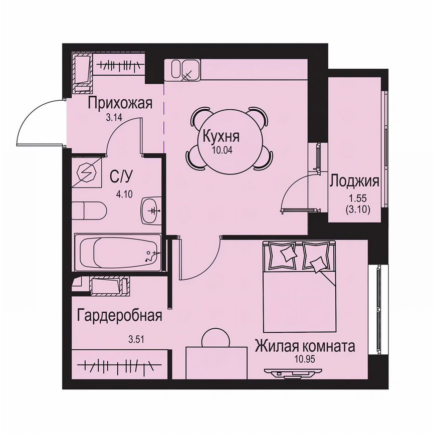 1-к. квартира, 33,3 м², 8/9 эт.
