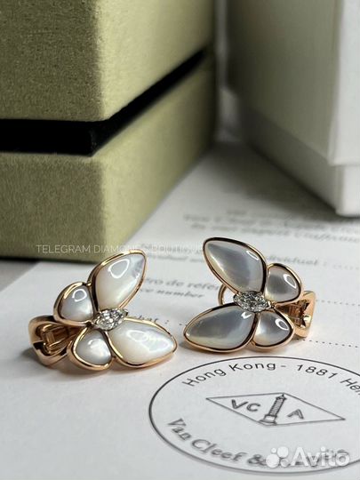Серьги van cleef butterfly розовое золото 750