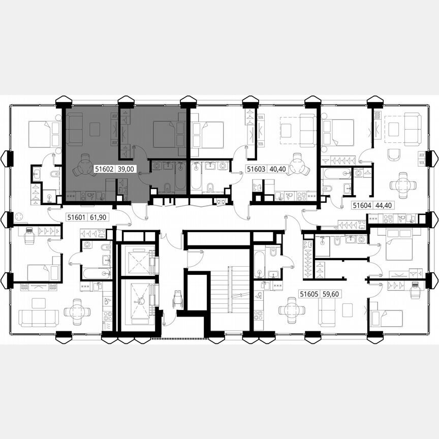 1-к. квартира, 39 м², 16/17 эт.