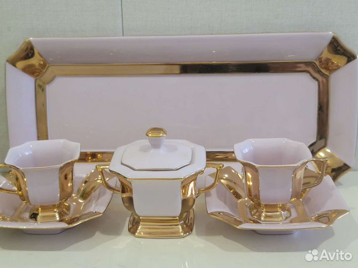 Сервиз кофейный Чехия розовый