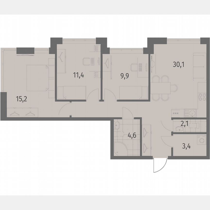 3-к. квартира, 76,7 м², 2/7 эт.