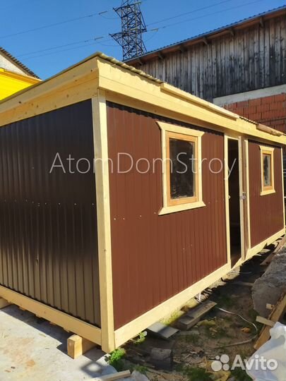 Вагончик бытовка строительная с установкой