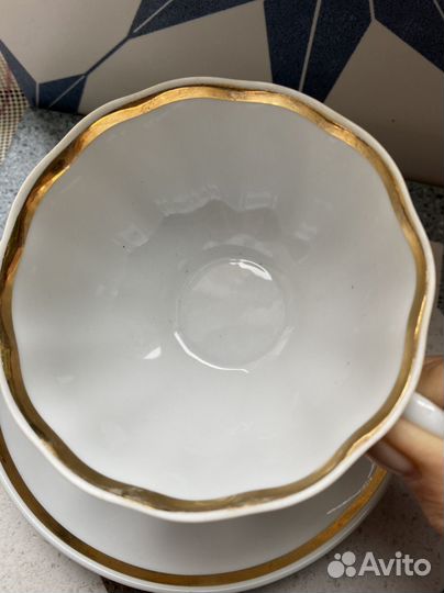 Чашка с блюдцем фарфор Дулево СССР винтаж