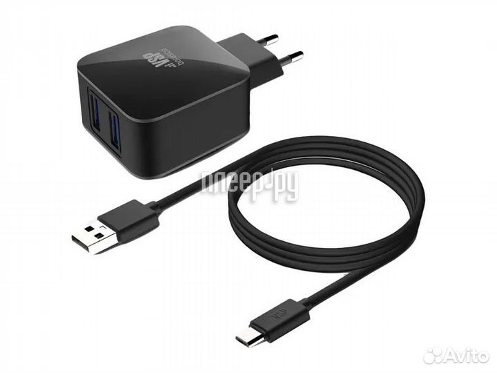 Borasco 2xUSB 2.1A кабель microusb Black 20649