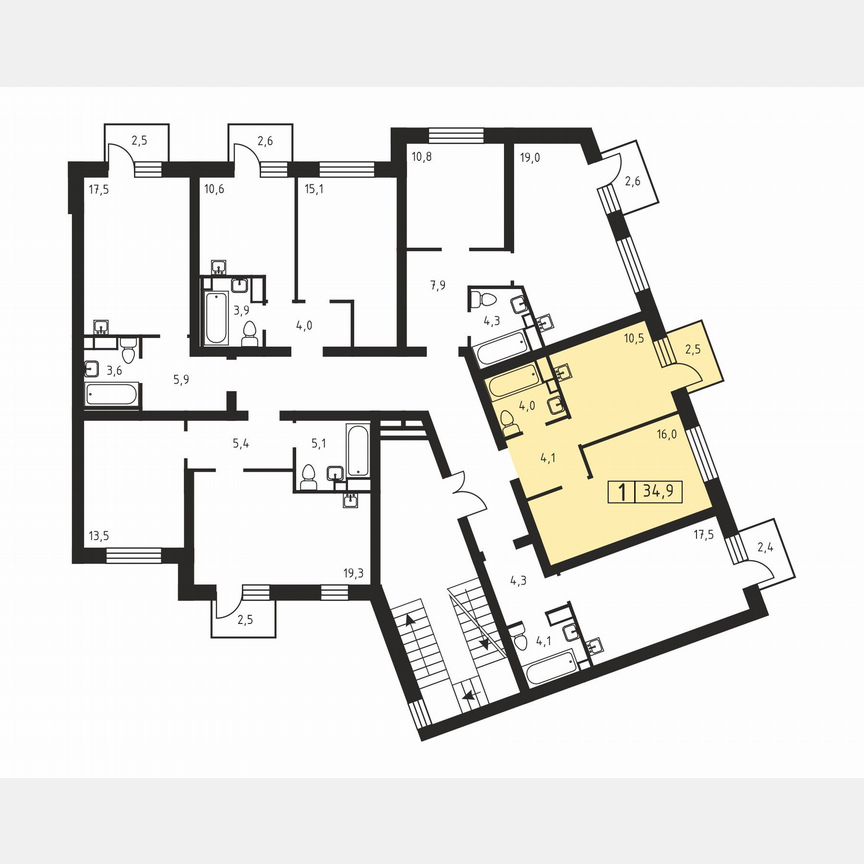 1-к. квартира, 34,9 м², 2/3 эт.