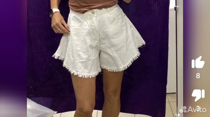 Шорты клеш джинсовые летние с высокой талией