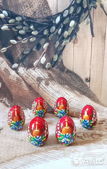 Яйцо деревянное расписное Пасхальное 