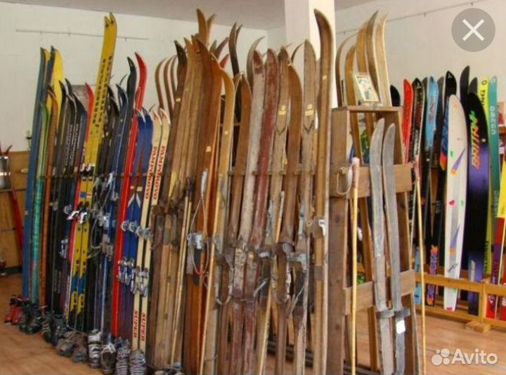 Лыжи деревянные СССР пластиковые полупластик