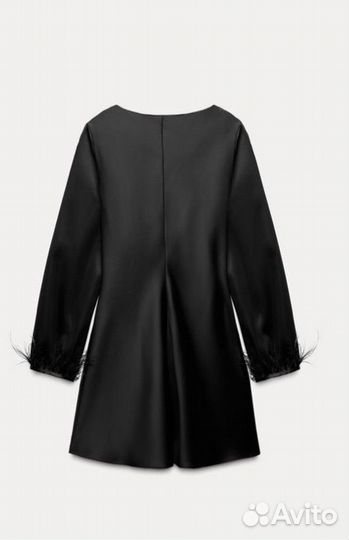 Zara вечернее атласное мини платье с перьями
