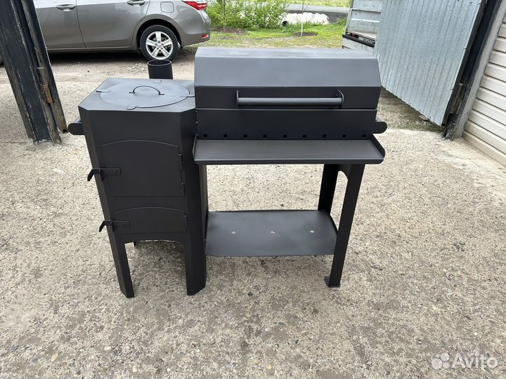 Мангал с печью под казан крышкой