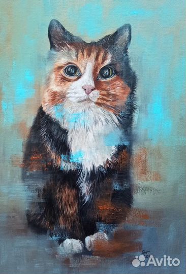 Картина маслом Кошки и Собаки Портрет на заказ