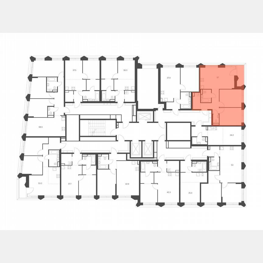 2-к. квартира, 57 м², 8/26 эт.