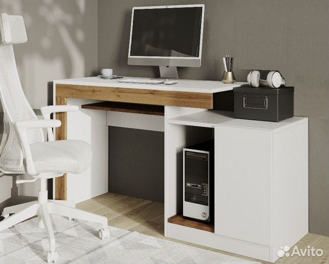 Стол компьютерный №4 вотан/белый (стд)