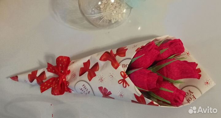 Букет с конфетами с виде роз