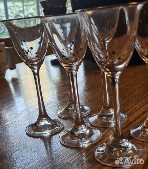 Хрустальные рюмки на ножке Травка Словения новый