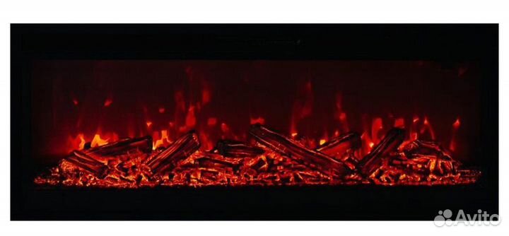 Линейный электрокамин Elekam Irida светлый беж+золотая патина с очагом Pulsar 38