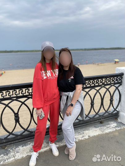 Костюм спортивный хлопок H&M красный Xs S