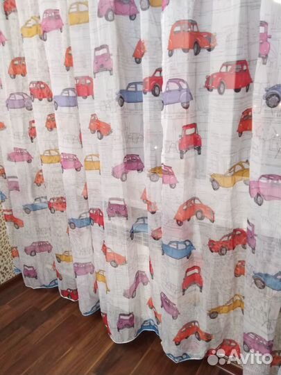 Тюль детская 2.40 х 4.40 красивая, с машинками