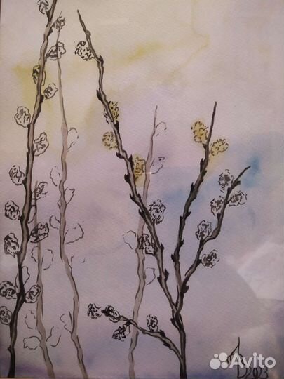 Весенние веточки, акварель, формат А4