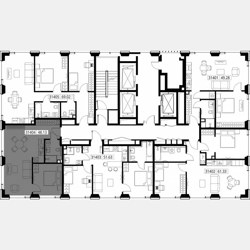 1-к. квартира, 48,1 м², 14/28 эт.