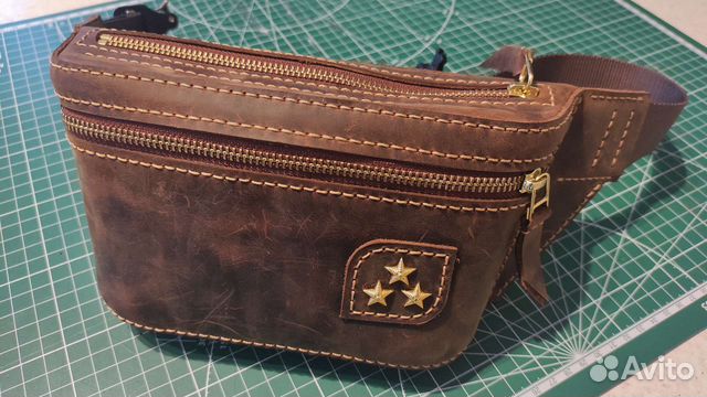 Сумка на пояс натуральная кожа. Ручная работа