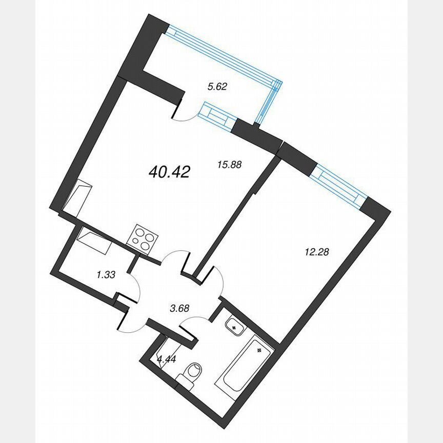 1-к. квартира, 43,2 м², 17/22 эт.