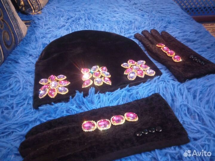 Шапка+перчатки(Авторская ручная работа)