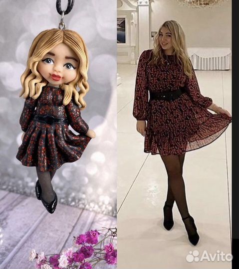 Кукла по фото, брелок, кружка, рамка ручной работы