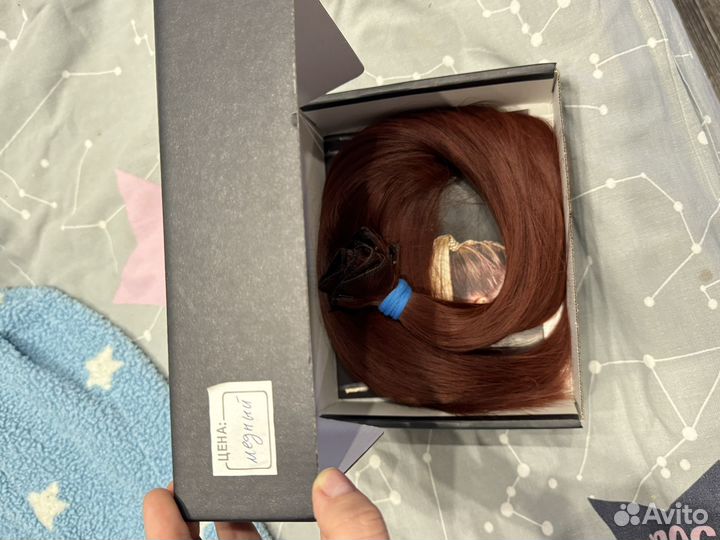 Волосы на заколках медный цвет