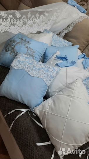 Бортики в кроватку + балдахин