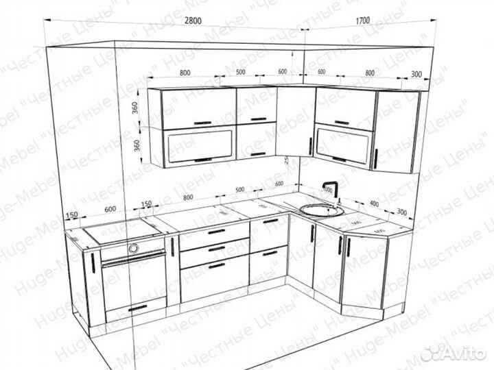 Новая кухня. Цена за кухонный гарнитур на фото