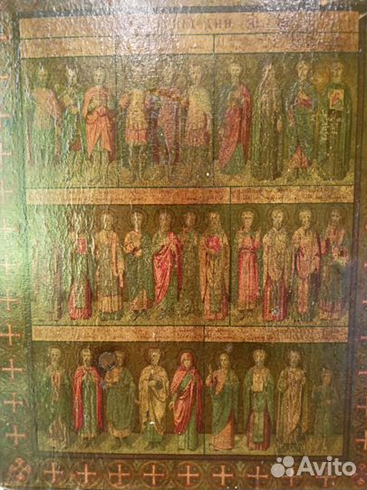 Икона редкая, старинная,икона бронзовая и крест