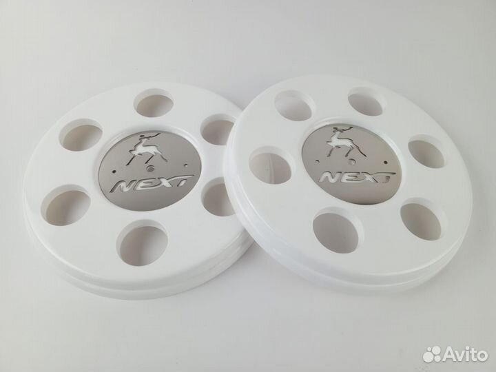 Колпаки на газель белые с нержавеющей вставкой