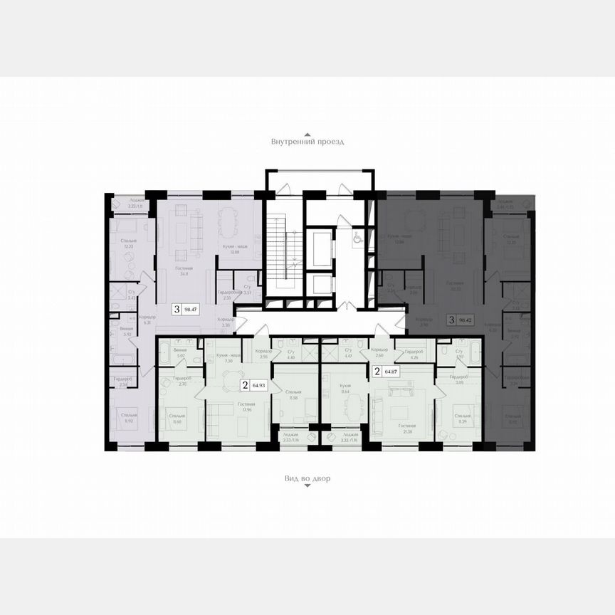 3-к. квартира, 98,5 м², 2/17 эт.