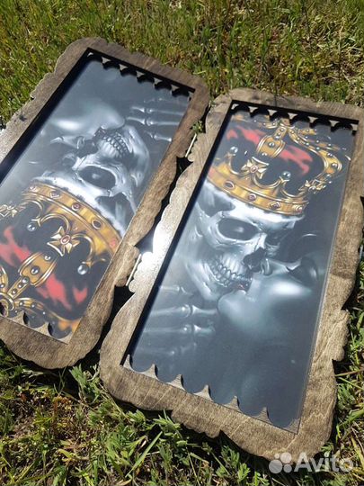 Нарды ручной работы со стеклом