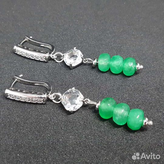 Серьги с природными камнями серебрение